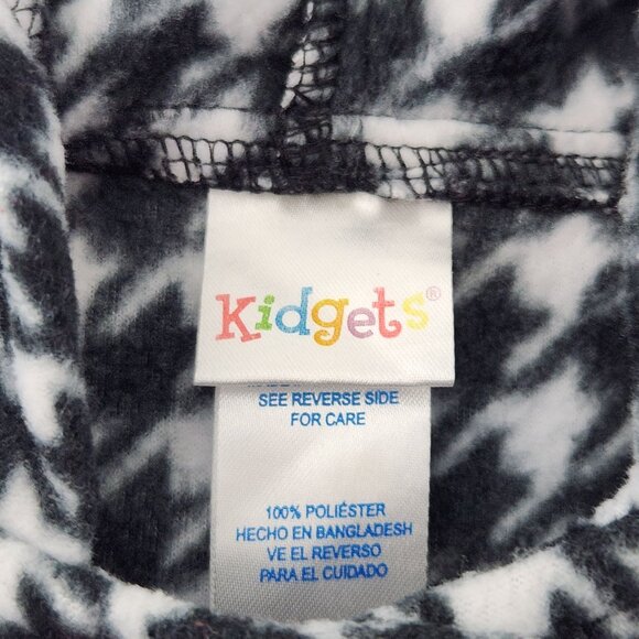 3/$20 Kidgets Hooded Top Toddler Girls 24M Black White Houndstooth Floral Button - Picture 3 of 10